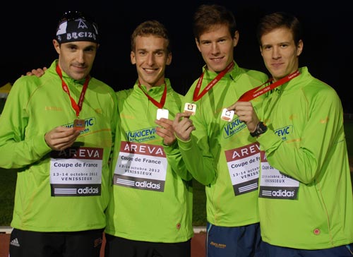 Le 13 octobre 2012 à Vénissieux, les hommes de l’Athlé Saint-Julien 74 récoltent la médaille de bronze par équipe lors du championnat de France du 4x1500m, accomplissant un chrono de 15’45’’35.